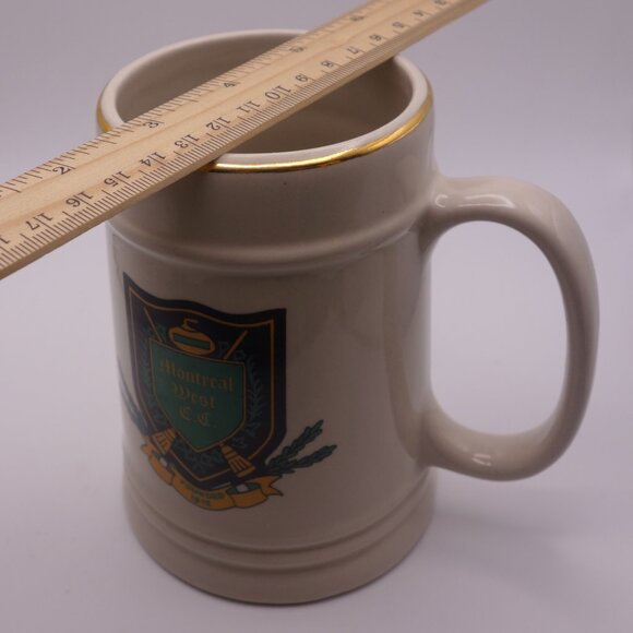 Montreal West Curling Club Founded 1912 Ceramic Beer Stein with 22K Gold Rim - Picture 3 of 14